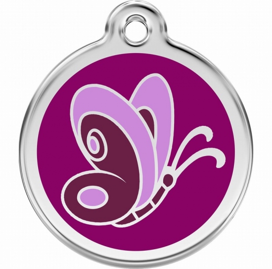 Red Dingo Purple Butterfly Pet ID Dog Tags