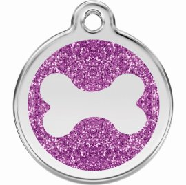 Red Dingo Glitter Bone Pet ID Dog Tags