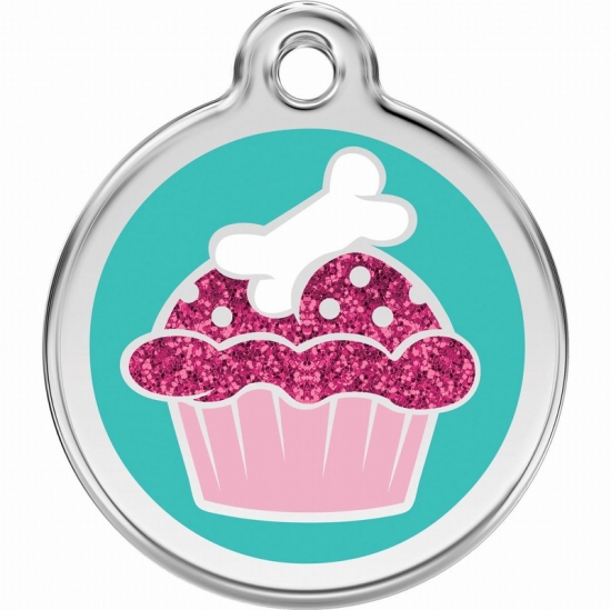 Red Dingo Glitter Cup Cake Pet ID Dog Tags