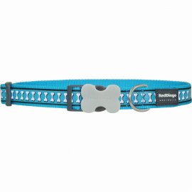 Reflective Bones Turquoise Dog Collar