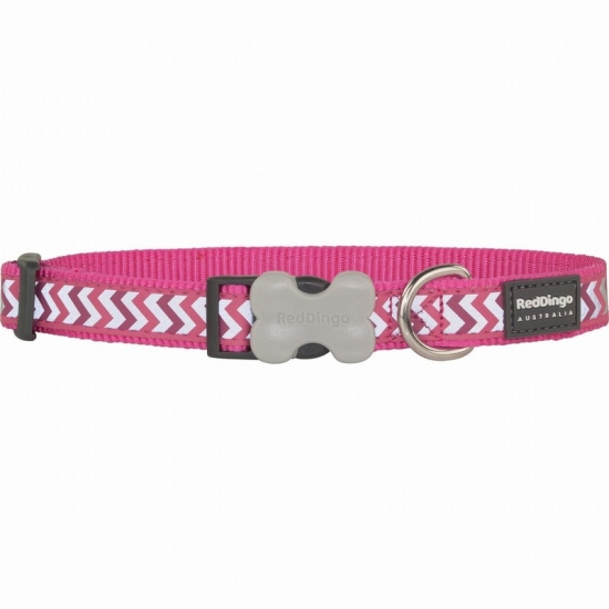 Reflective Ziggy Hot Pink Dog Collar