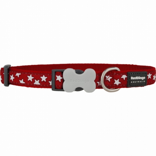 White Stars on Red Dog Collar