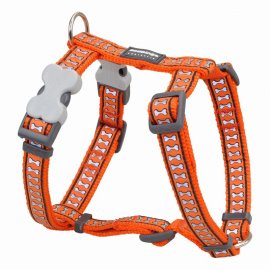 Reflective Bones Orange Dog Harness