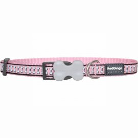 Reflective Bones Pink Dog Collar