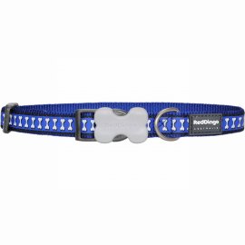 Reflective Bones Dark Blue Dog Collar